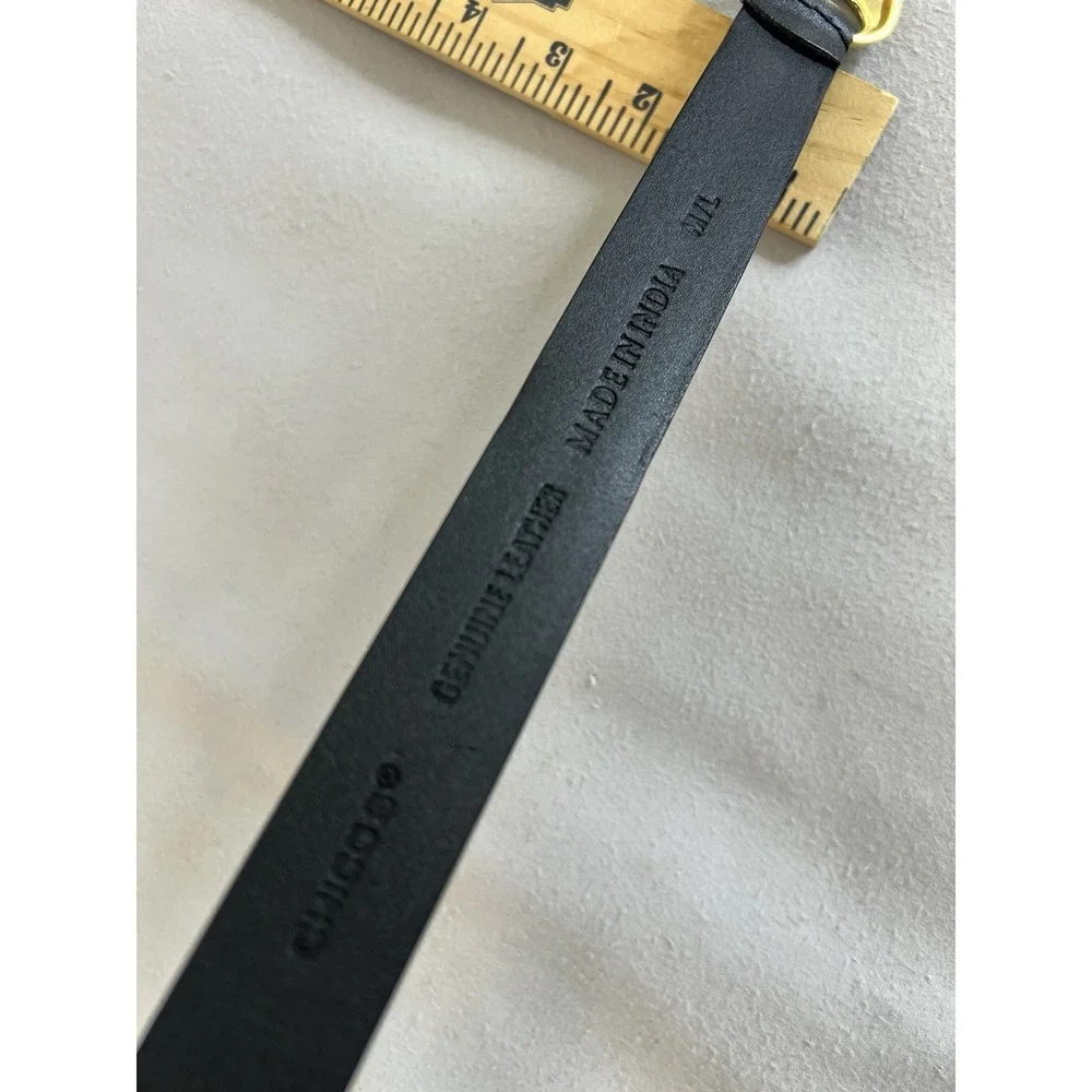 Chico's Womens Black M/L Adjustable Gold Tone‎ Claw Buckle Leather Belt